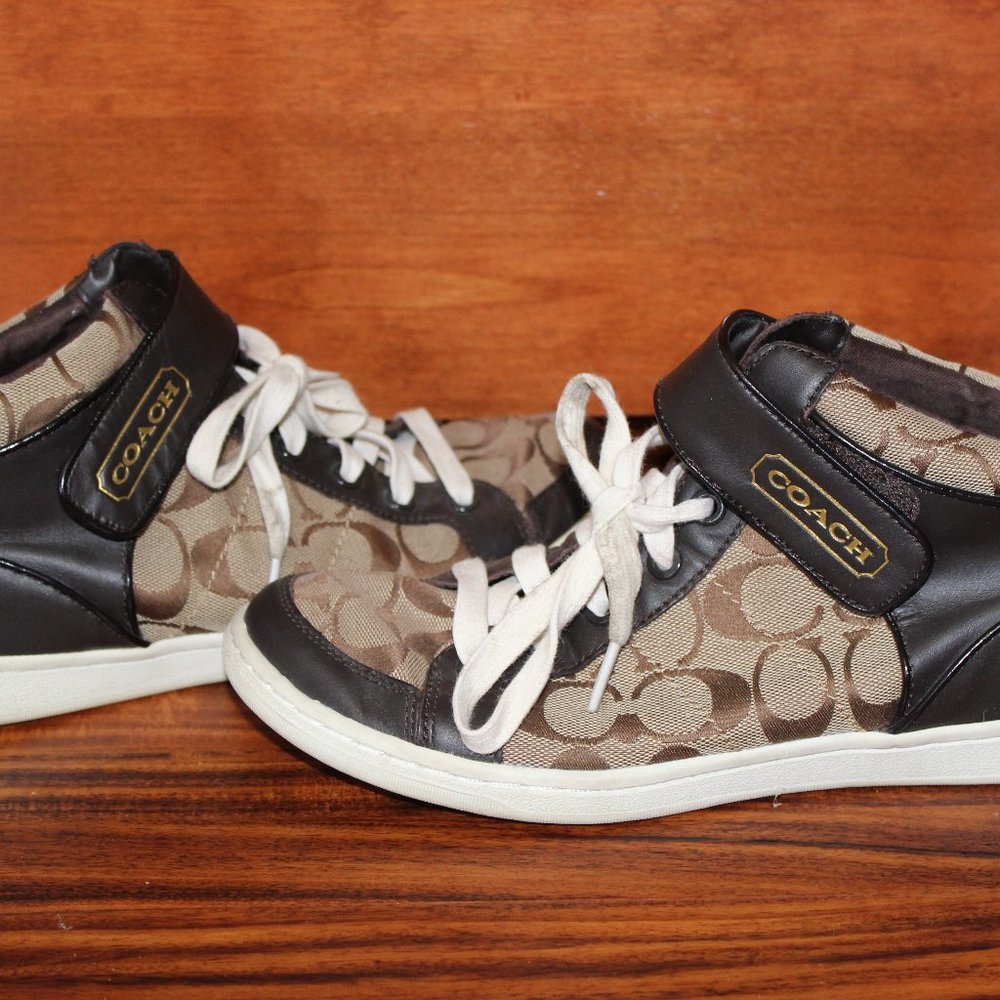Coach Tennis Shoes Leather Brown